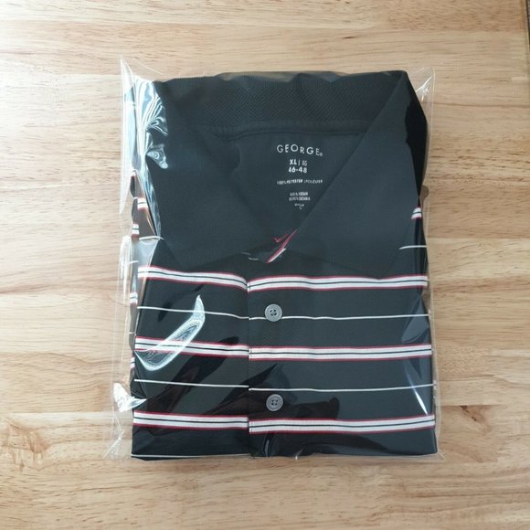 George Short Sleeve Shirt Mens XL 46-48 Golf Athletic Casual Black Red White - Picture 10 of 10